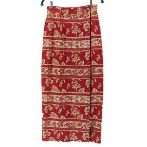 On the Verge Maxi Wrap Skirt Red and Gold. Small